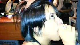 My Ex Sucks Me Off And Gets Cum In Mouth Face And Tits