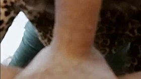 French amateur in black leather pants, multi-colored thong, satin grey shirt, heels rims and doggystyles in pov! 😏