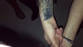 Wow! Tattooed chick, suck that stranger’s cock in a video booth right now!