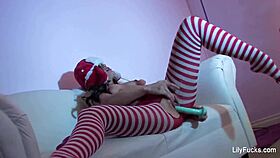 Lily Carter Squirts Hard During Christmas Masturbation
