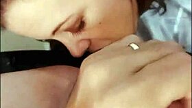 French amateur in black leather pants, multi-colored thong, satin grey shirt, heels rims and doggystyles in pov! 😏