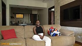 yo, this shy ebony amateur at the african casting is obsessed with big white cock! she's riding it hard during the interview.