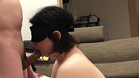 japanese couple blowjob living room raw sex sofa