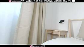solo hot girl arina sramezlja plays with dildo on bed in vr.