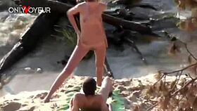 I Saw This Very Hot Teen 18+ Babe Getting Hammered Into The Beach Sand, And It Was So Intense With Her Natural Tits Bouncing And Pussy Exposed.