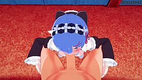 Rem gives boobjob, sucking and fucking in pov as big boobs maid from re zero