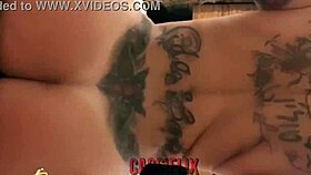 latina milf performs live anal riding on erotic chair with tattooed blonde