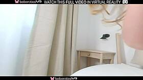 solo hot girl arina sramezlja plays with dildo on bed in vr.