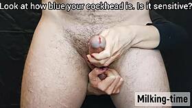 Hey, wanna see this dirty slut milking with foreskin play and edging handjob?