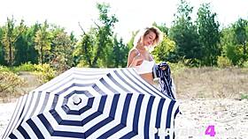 blonde teen eva tali strips and poses outdoors 😊