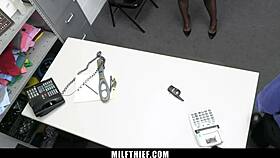 Busty milf brittany andrews bends over for mall security officer punishment in office domination