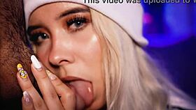 Blonde babe passionately sucks cock on webcam with big ass and tits 😍🍆