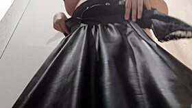 Italian mother-in-law invites you to flash her ass in leather dresses at the store?