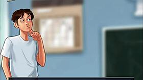 teacher whispers, 'come closer for your private lesson' in summertime saga