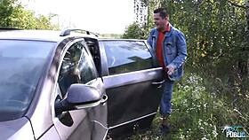 Pretty blonde pushes fake agent for more public fucking?