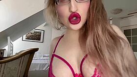 Beautiful Goddess with glasses has a secret fetish for lingerie and bra
