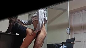 Hidden Cam Spying on European Secretary in Miniskirt at UNAM Faculty