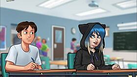 teacher whispers, 'come closer for your private lesson' in summertime saga