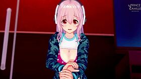 Super sonico gets horny while modeling for you.