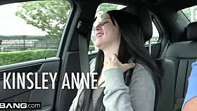 college girl Kinsley Anne meets guy in a parked car