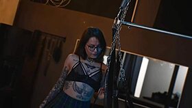 Tattoo girl endures intense BDSM fucking in studio, swallowing cum like a slut