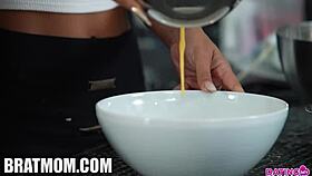 sam bourne and shalina devine get filled up with cum before dinner in pov blowjob scene