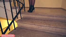 Jeny smith sneaks naked in office.