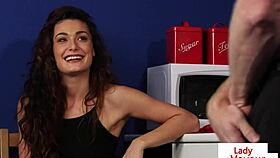 Cute Babe Spreads Legs in Kitchen for Jerking Help. Domination at Its Finest.