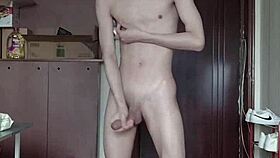 Slim Gay Teen 18+ Masturbates Nude Body With Dildo for Intense Anal Cumshot