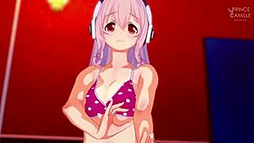 Super sonico gets horny while modeling for you.