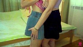 oh wow, these sweet lesbians hannah and jasmine ignite true love in their hot kiss!