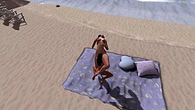 Beach blanket bliss with friends licking and fingering