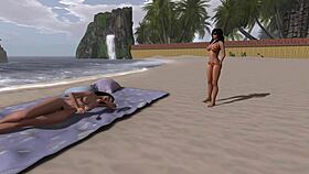 Beach blanket bliss with friends licking and fingering