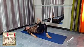 Nude Yoga Compilation with Woman in Panties Stretching at Gym