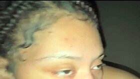 She keeps suckin after I cum on her big tits.