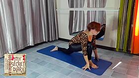 Nude Yoga Compilation with Woman in Panties Stretching at Gym