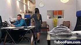 Horny teen 18+ at stepdaddys office