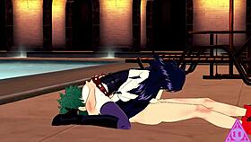 Deku says, 'Midnight, suck my cock in this hentai scene'