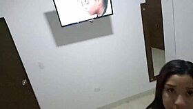 18 year old brunette with big tits gets fucked by boyfriend in miami hotel