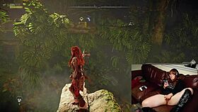 The gamer slut forgets her webcam is on while masturbating with a huge dildo.