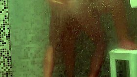 The wife enjoys a homemade blowjob and cum in the shower.