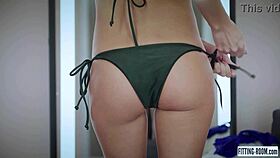 Katya clover masturbates indecently in fitting room wearing micro bikinis