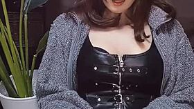 Cute cat-eared crossdresser in Japan keeps stroking hard in solo video