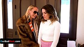 Mommy and girlfriend find sugar daddy for hardcore group cumshot