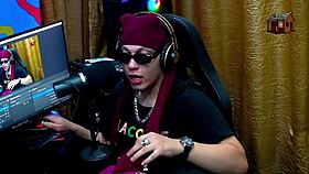 Kiara Blay Shows Full Body During Podcast Interview with Ruan Babou in Sheer Red Outfit