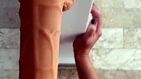 Feeling the passion as she trains her pussy with toys for fucking