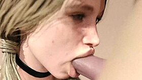 Wow! Blonde Girl Sucks a Massive White Dick Like a Pro!