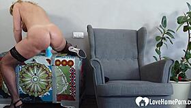 Beautiful Mature MILF With Curly Hair Fingering Herself To A Stiffy In Homemade Video.