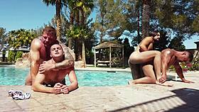 dude, colby jansen and johnny rapid going raw in hairy pool orgy