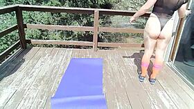 taboo workout session with stepmom in thong leotard